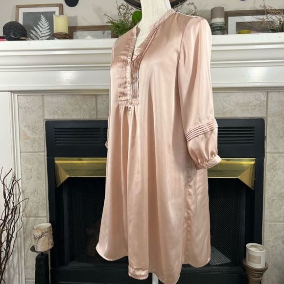 H&m Light Satin Blush Prairie Style Dress - Picture 4 of 14